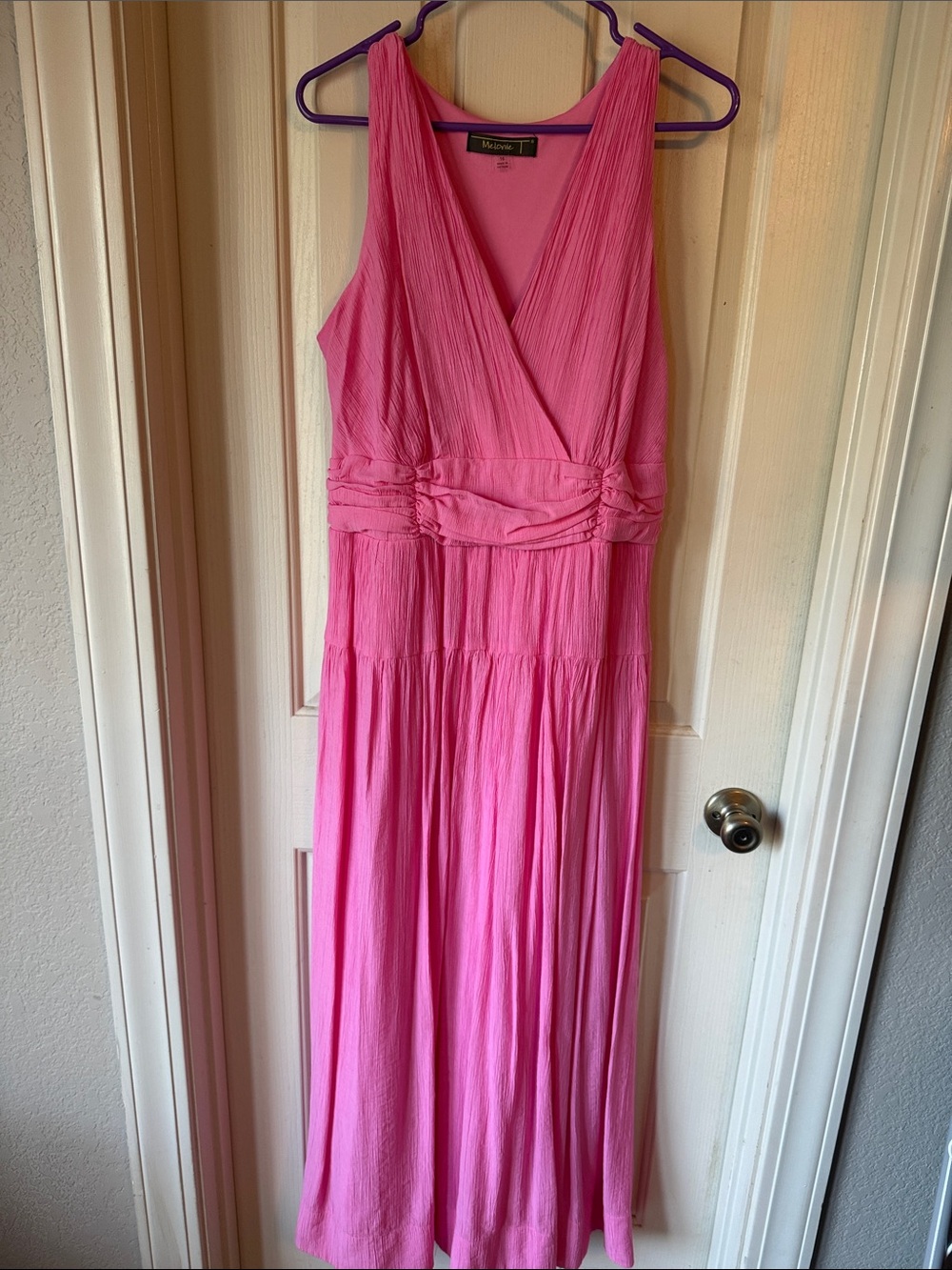 Maggy London Pink Sleeveless V-Neck Maxi Dress